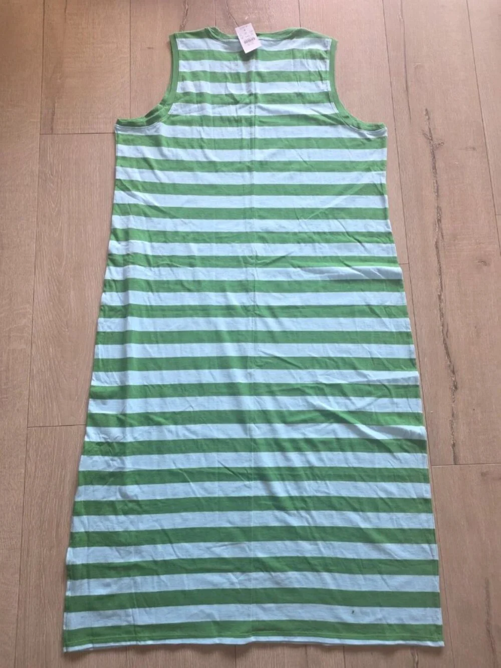 J.Crew Midi Dress Womens XXL Green Blue Striped Summer Resort Effortless CK538 - Picture 2 of 8